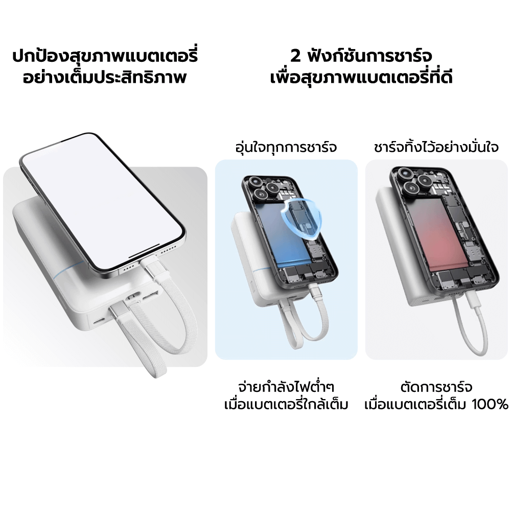 แบตสำรอง CUKTECH LPB200NL สีเทา 20000 MAH มาตรฐาน CCC ชาร์จเร็วพร้อมสาย USB-C 40W และ USB-A 22.5W_7